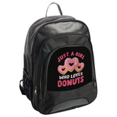 Donut Lover BackPack, Just a Girl Who Loves Donuts, Cute Heart Donut BackPack, Foodie BackPack, Gift for Donut Fan, Doughnut Lover - Tawshia